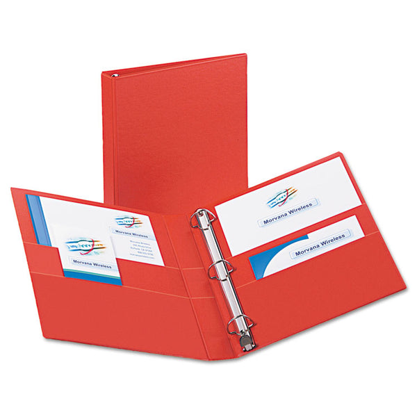 Avery® Heavy-Duty Non-View Binder with DuraHinge and One Touch EZD Rings, 3 Rings, 1" Capacity, 11 x 8.5, Red (AVE79589)