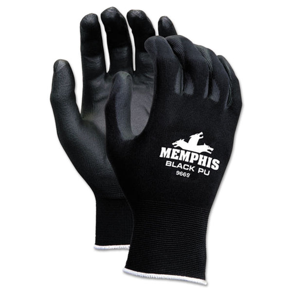 MCR™ Safety Economy PU Coated Work Gloves, Black, Large, Dozen (CRW9669L) 1 Dozen