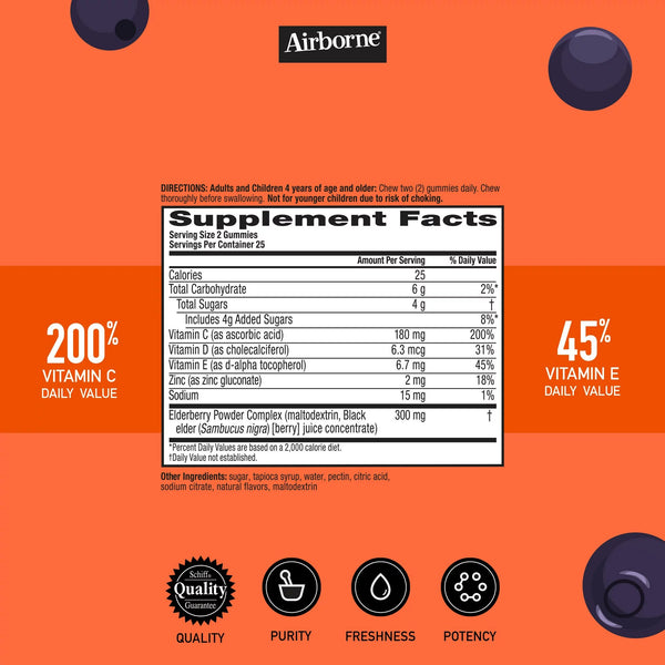 Airborne® Immune Support Supplement Gummy 50 per Bottle (1231251_BT) 1/BT