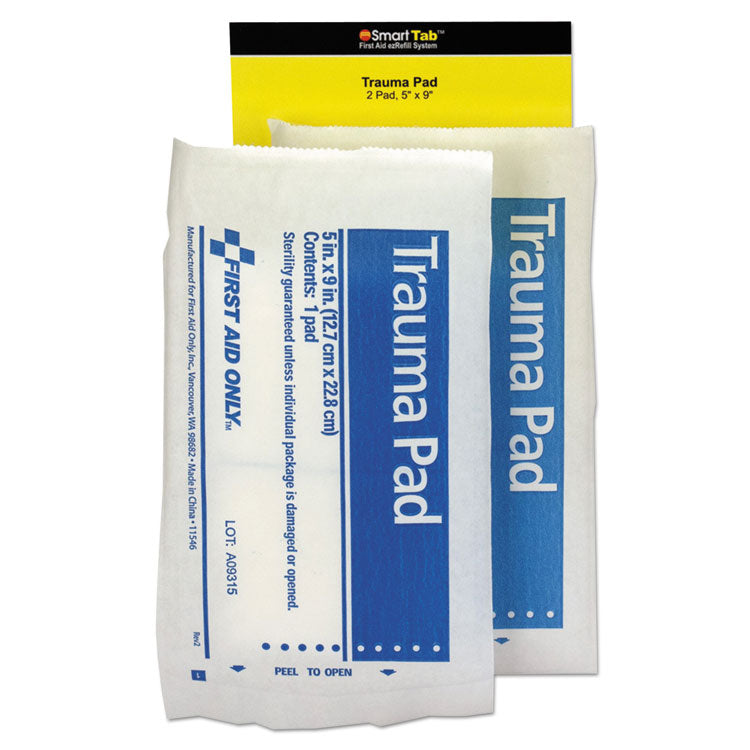 First Aid Only™ SmartCompliance Refill Trauma Pad, 5 x 9, White, 2/Bag (FAOFAE6024) Each