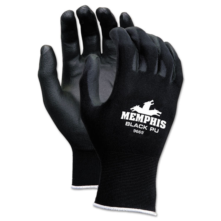 MCR™ Safety Economy PU Coated Work Gloves, Black, Medium, Dozen (CRW9669M)