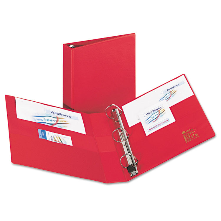 Avery® Heavy-Duty Non-View Binder with DuraHinge and One Touch EZD Rings, 3 Rings, 1.5" Capacity, 11 x 8.5, Red (AVE79585)