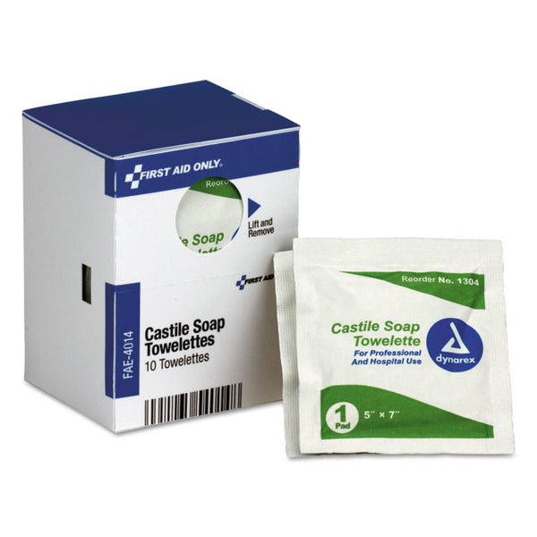 First Aid Only™ Refill for SmartCompliance General Business Cabinet, Castile Soap Wipes, 5 x 7, 10/Box (FAOFAE4014) Box of 10