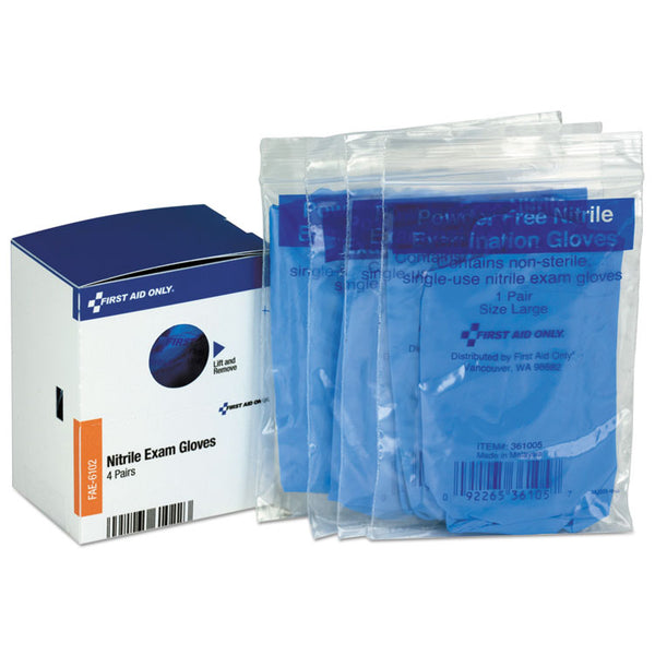 First Aid Only™ Refill for SmartCompliance General Business Cabinet, Nitrile Exam Gloves, 4 Pair/Box (FAOFAE6102)