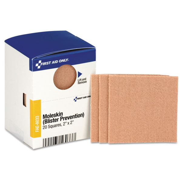 First Aid Only™ Refill for SmartCompliance General Business Cabinet, Moleskin, 2 x 2, 20/Box (FAOFAE6033)