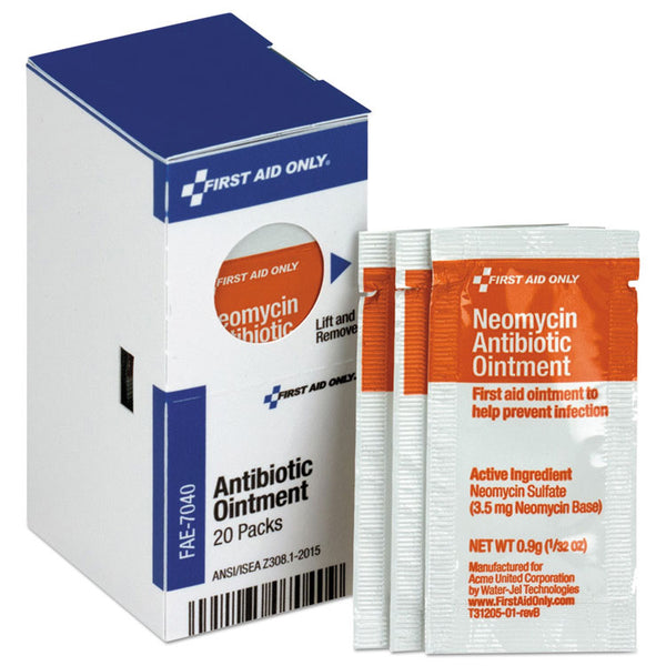 First Aid Only™ Refill for SmartCompliance General Cabinet, Antibiotic Ointment, 0.9g Packet, 20/Box (FAOFAE7040) Box of 20