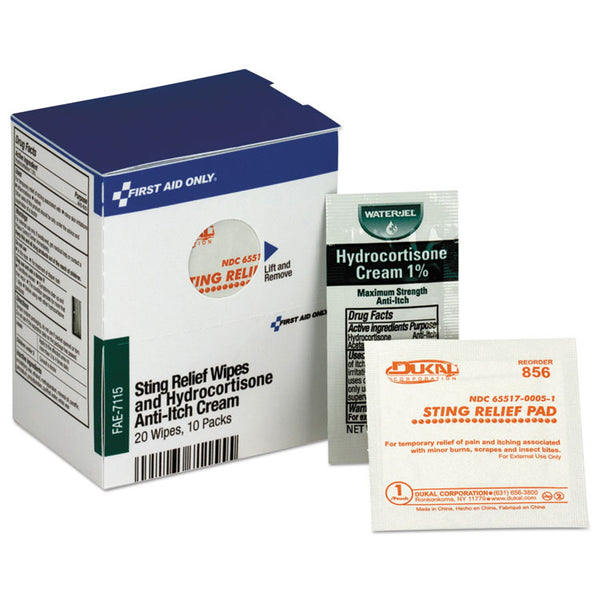 First Aid Only™ Refill for SmartCompliance Cabinet, 20 Sting Relief Wipes, 10 Hydrocortisone Packs (FAOFAE7115) Each