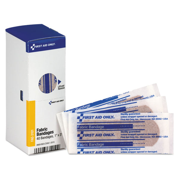 First Aid Only™ Refill for SmartCompliance General Business Cabinet, Fabric Bandages, 1 x 3, 40/Box (FAOFAE3101) Box of 40