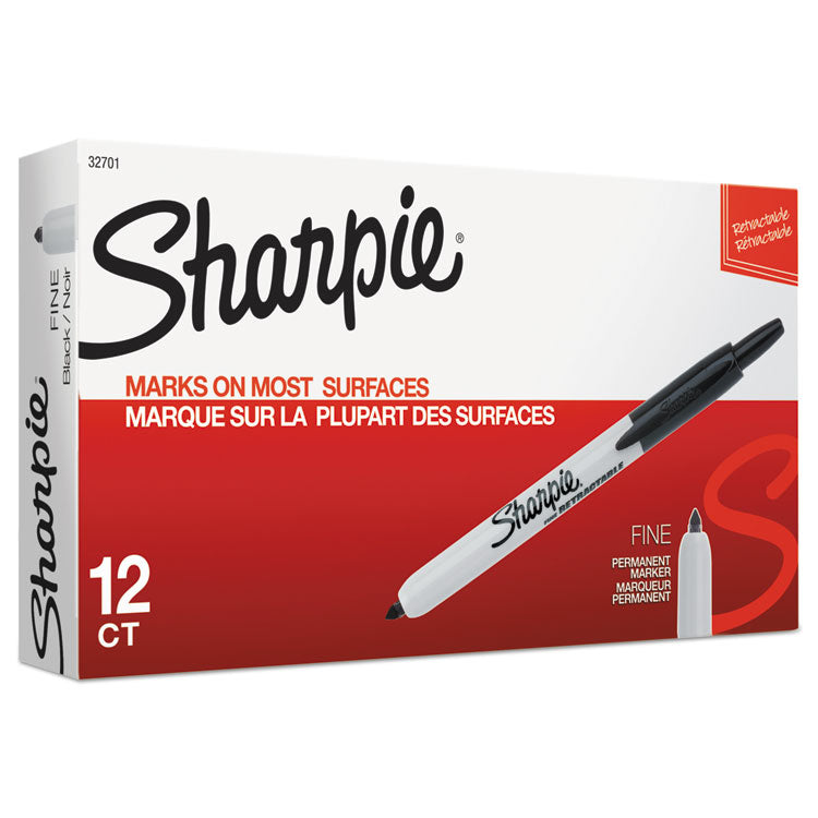 Retractable Permanent Marker, Fine Bullet Tip, Black, Dozen (SAN32701) 1 Dozen