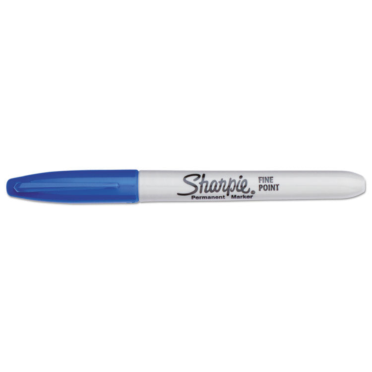 Sharpie® Fine Tip Permanent Marker, Fine Bullet Tip, Blue, Dozen (SAN30003)