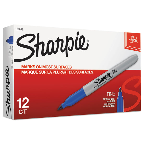 Sharpie Fine Tip Permanent Marker, Blue, Dozen (SAN30003B) 1 Dozen
