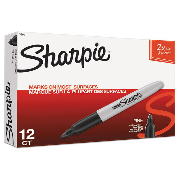 Sharpie® Super Permanent Marker, Fine Bullet Tip, Black, Dozen (SAN33001)