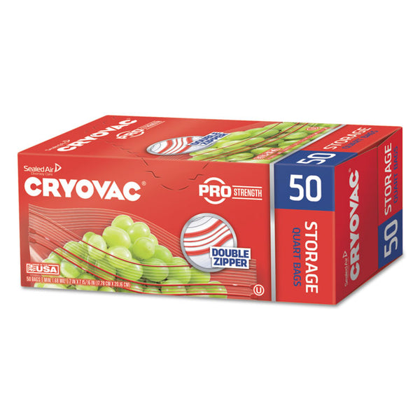 Diversey™ Cryovac One Quart Storage Bag Dual Zipper, 1 qt, 1.68 mil, 7" x 7.94", Clear, 450/Carton (DVO100946911)