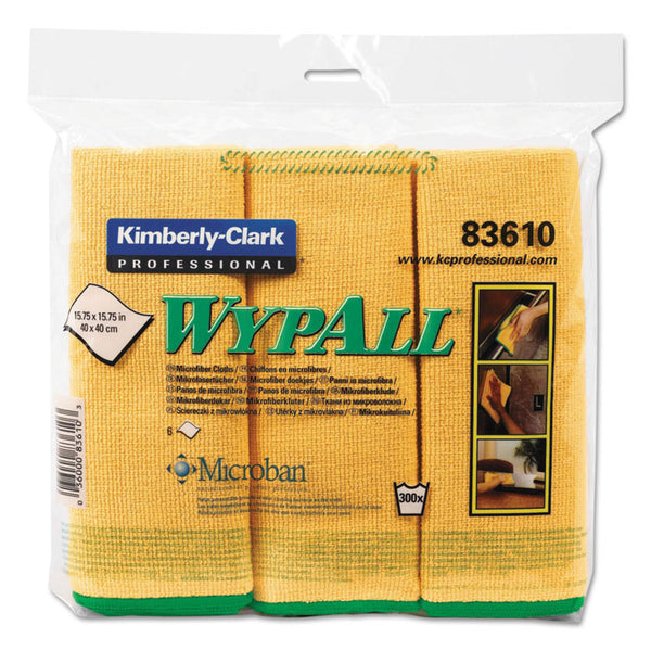 WypAll® Microfiber Cloths, Reusable, 15.75 x 15.75, Yellow, 6/Pack (KCC83610)
