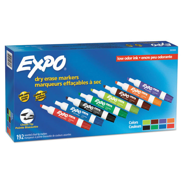 Expo® Low-Odor Dry Erase Marker Office Value Pack, Broad Chisel Tip, Assorted Colors, 192/Pack (SAN2003995A) Each