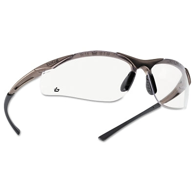 Bolle CONTOUR Safety Glasses, Clear Polycarbonate Lens, Anti-Fog/Anti-Scratch, Bronze Nylon/Rubber Frame (286-40044) 10 PR / BX