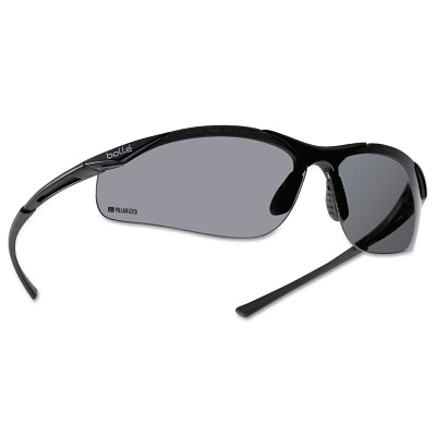 Bolle CONTOUR Safety Glasses, Polarized Smole Polycarbonate Lens, Anti-Scratch, Gray/Black Nylon/Rubber Frame (286-40048) 1 Pair