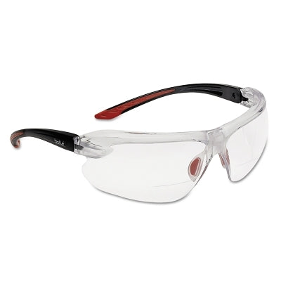 Bolle IRI-s Series Safety Glasses, Clear Polycarbonate Lenses, Red/Black, 1.5 Diopter (286-40187) 10 PR / BX