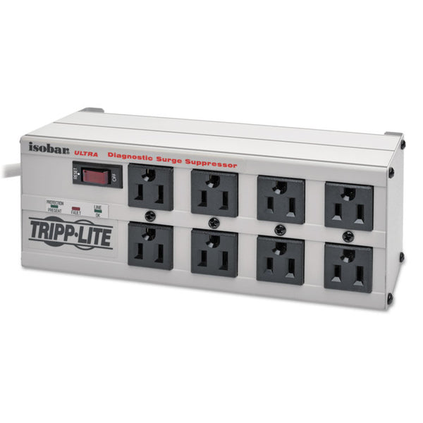 Tripp Lite Isobar Surge Protector, 8 AC Outlets, 25 ft Cord, 3,840 J, Light Gray (TRPISOBAR825ULT)