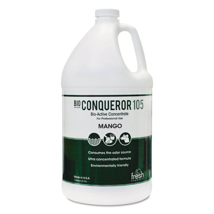 Fresh Products Bio Conqueror 105 Enzymatic Odor Counteractant Concentrate, Mango, 1 gal Bottle, 4/Carton (FRS1BWBMG)