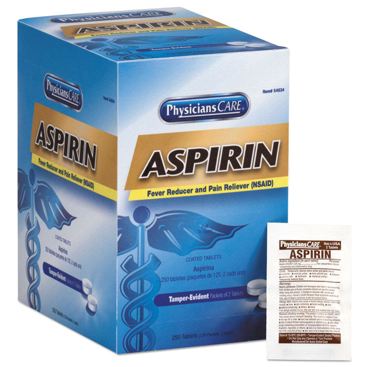 PhysiciansCare® Aspirin Tablets, 250/Box (FAO54034)