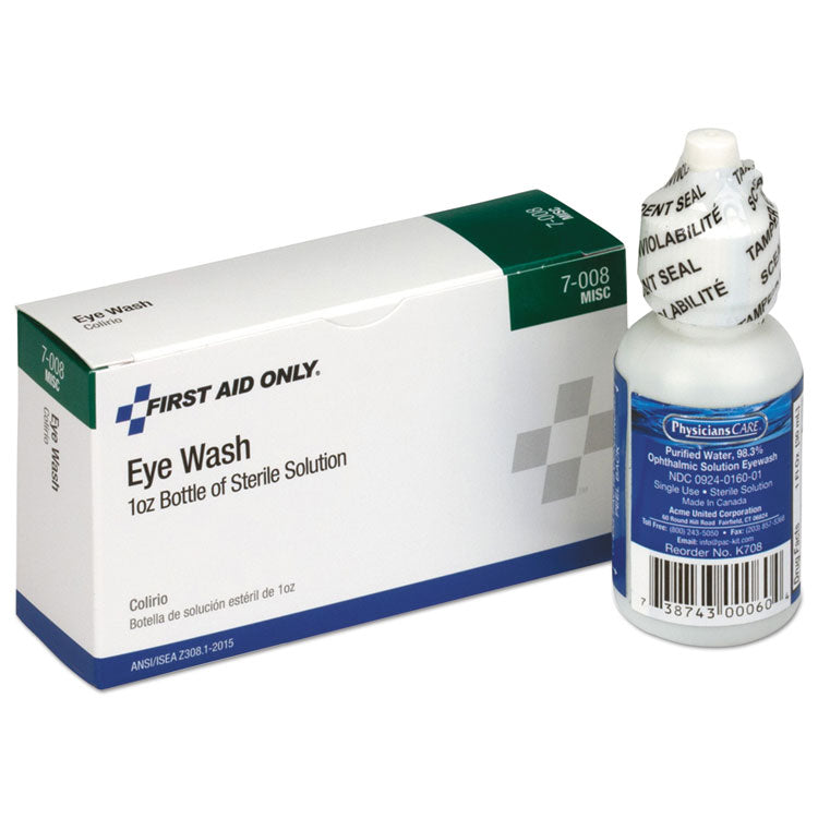 First Aid Only™ 24 Unit ANSI Class A+ Refill, Eyewash, 1 oz (FAO7008) Each