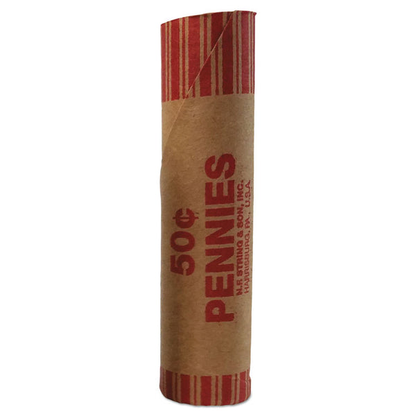 Iconex™ Preformed Tubular Coin Wrappers, Pennies, $0.50, 1,000 Wrappers/Box (PMC65029)