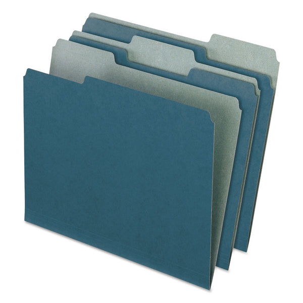 Pendaflex® Earthwise by Pendaflex 100% Recycled Colored File Folders, 1/3-Cut Tabs: Assorted, Letter Size, 0.5" Expansion, Blue, 100/Box (PFX04302)