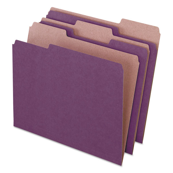 Pendaflex® Earthwise by Pendaflex 100% Recycled Colored File Folders, 1/3-Cut Tabs: Assorted, Letter, 0.5" Expansion, Violet, 100/Box (PFX04335)