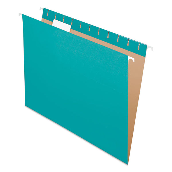 Pendaflex® Colored Hanging Folders, Letter Size, 1/5-Cut Tabs, Aqua, 25/Box (PFX81616) Box of 25