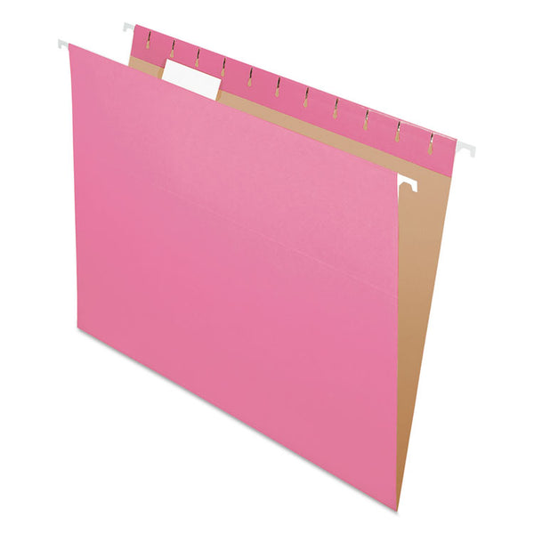 Pendaflex® Colored Hanging Folders, Letter Size, 1/5-Cut Tabs, Pink, 25/Box (PFX81609) Box of 25