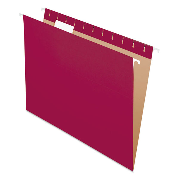 Pendaflex® Colored Hanging Folders, Letter Size, 1/5-Cut Tabs, Burgundy, 25/Box (PFX81613) Box of 25