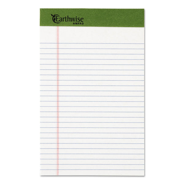 Ampad® Earthwise by Ampad Recycled Writing Pad, Narrow Rule, Politex Green Headband, 50 White 5 x 8 Sheets, Dozen (TOP20152)