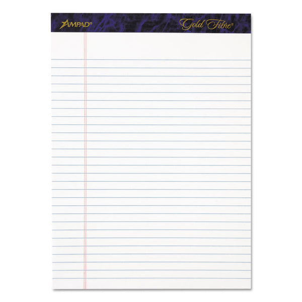 Ampad® Gold Fibre Writing Pads, Wide/Legal Rule, 50 White 8.5 x 11.75 Sheets, 4/Pack (TOP20031)