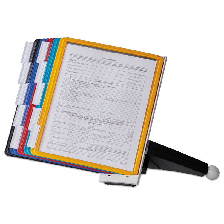 Durable® SHERPA Desk Reference System, 10 Panels, 10 x 5.63 x 13.88, Assorted Borders (DBL554200) Each