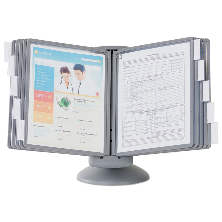 Durable® SHERPA Motion Desk Reference System, 10 Panels, Gray Borders (DBL553937)