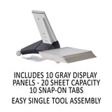 Durable® SHERPA Desk Reference System, 10 Panels, 10 x 5.88 x 13.5, Gray Borders (DBL554210)