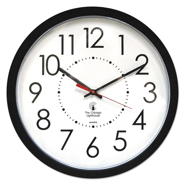 Chicago Lighthouse Electric Contemporary Clock, 14.5" Overall Diameter, Black Case, AC Powered (ILC67801103) Each