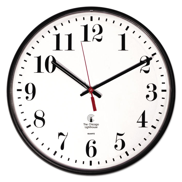 Chicago Lighthouse Quartz Slimline Clock, 12.75" Overall Diameter, Black Case, 1 AA (sold separately) (ILC67300002) Each