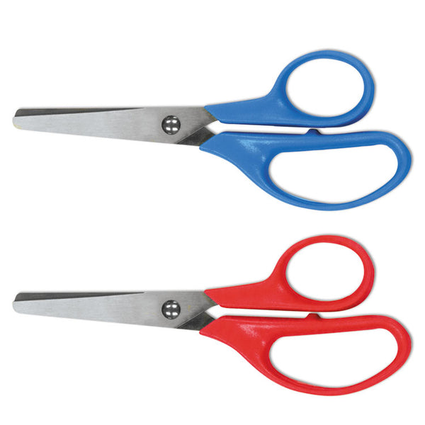 Universal® Kids' Scissors, Rounded Tip, 5" Long, 1.75" Cut Length, Assorted Straight Handles, 2/Pack (UNV92024)