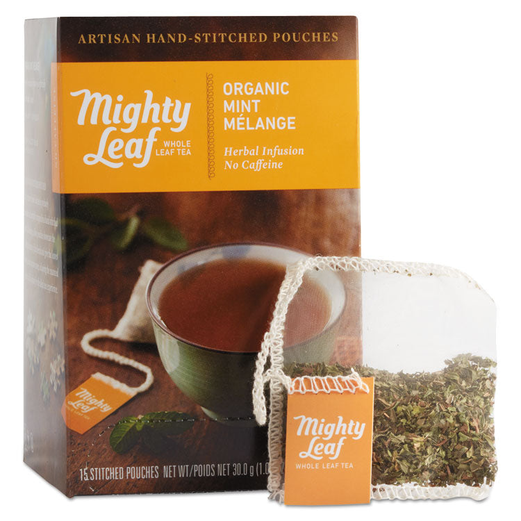 Mighty Leaf® Tea Whole Leaf Tea Pouches, Organic Mint Melange, 15/Box (PEE510142) Box of 15