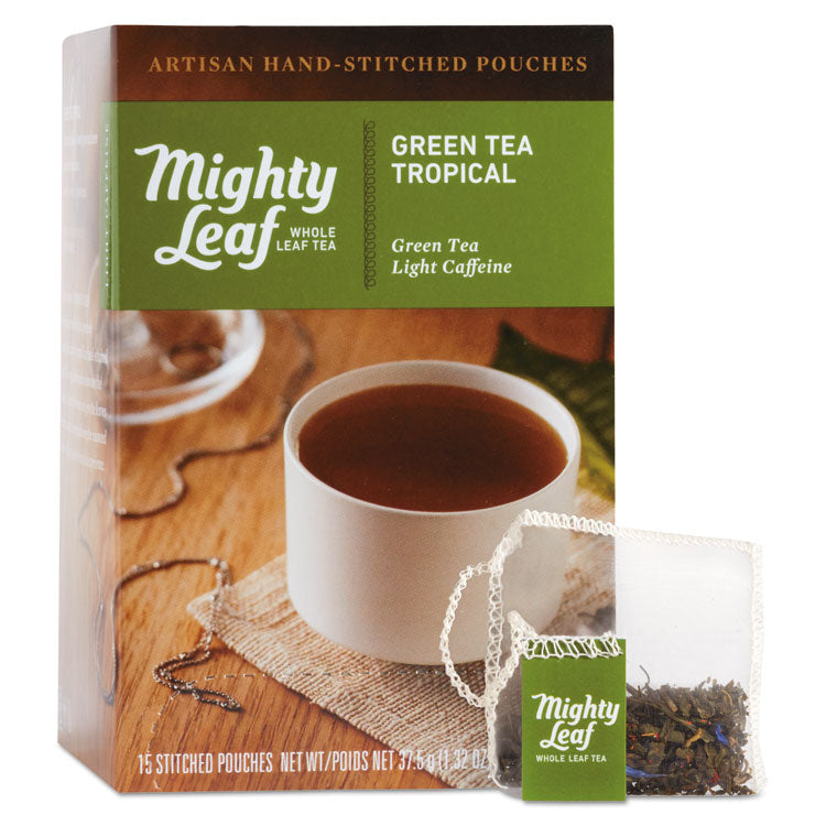 Mighty Leaf® Tea Whole Leaf Tea Pouches, Green Tea Tropical, 15/Box (PEE510138) Box of 15