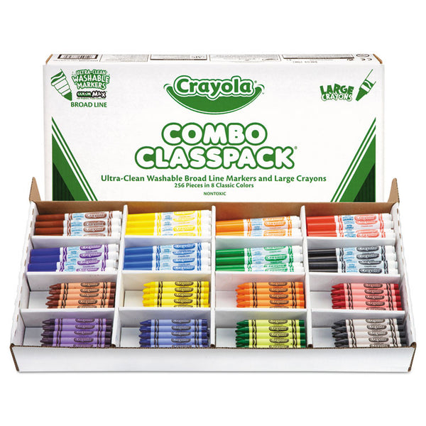 Crayola® Crayon and Ultra-Clean Washable Marker Classpack, 8 Colors, 128 Each Crayons/Markers, 256/Box (CYO523348) Box of 256