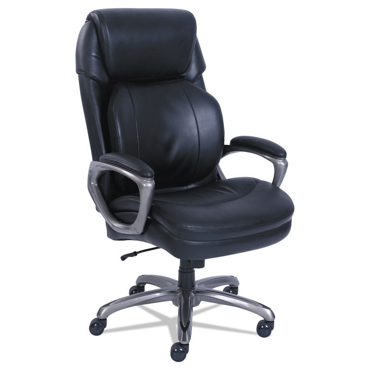 SertaPedic® Cosset Big and Tall Executive Chair, Supports Up to 400 lb, 19" to 22" Seat Height, Black Seat/Back, Slate Base (SRJ48964) Each