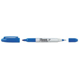 Sharpie® Twin-Tip Permanent Marker, Extra-Fine/Fine Bullet Tips, Blue, Dozen (SAN32003)