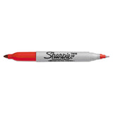 Sharpie® Twin-Tip Permanent Marker, Extra-Fine/Fine Bullet Tips, Red, Dozen (SAN32002)