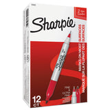 Sharpie® Twin-Tip Permanent Marker, Extra-Fine/Fine Bullet Tips, Red, Dozen (SAN32002)