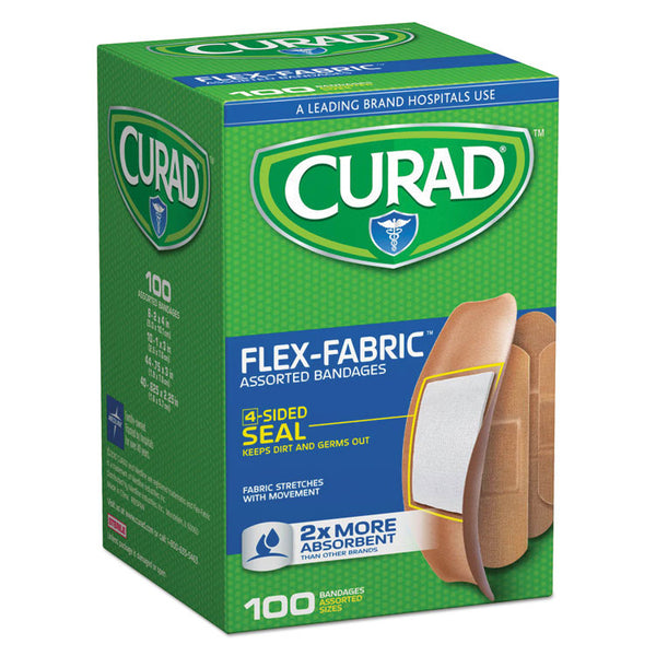 Curad® Flex Fabric Bandages, Assorted Sizes, 100/Box (MIICUR0700RB)