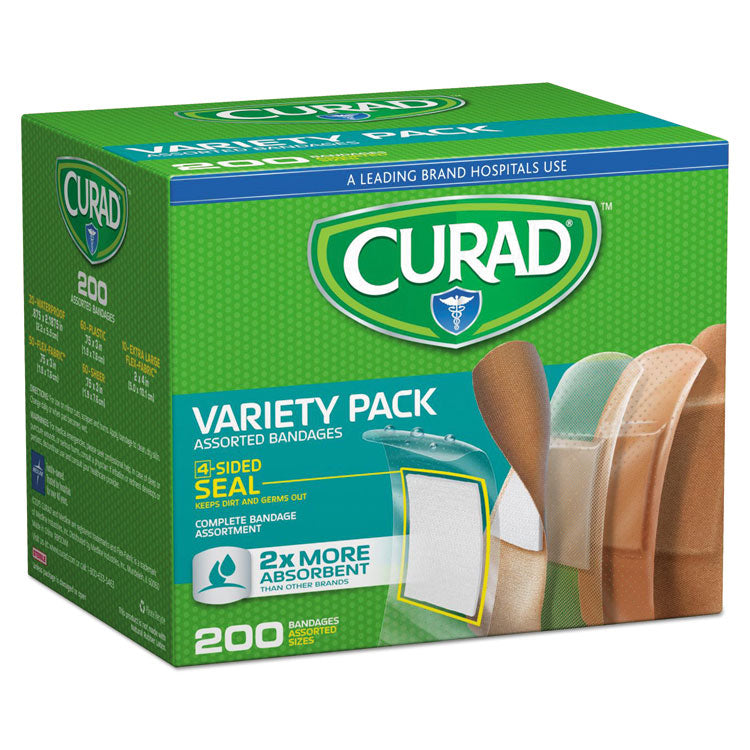 Curad® Variety Pack Assorted Bandages, 200/Box (MIICUR0800RB) Box of 200