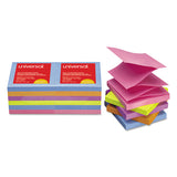 Universal® Fan-Folded Self-Stick Pop-Up Note Pads, 3" x 3", Assorted Bright Colors, 100 Sheets/Pad, 12 Pads/Pack (UNV35611) Pack of 12